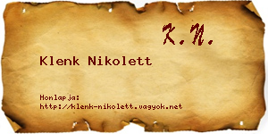 Klenk Nikolett névjegykártya